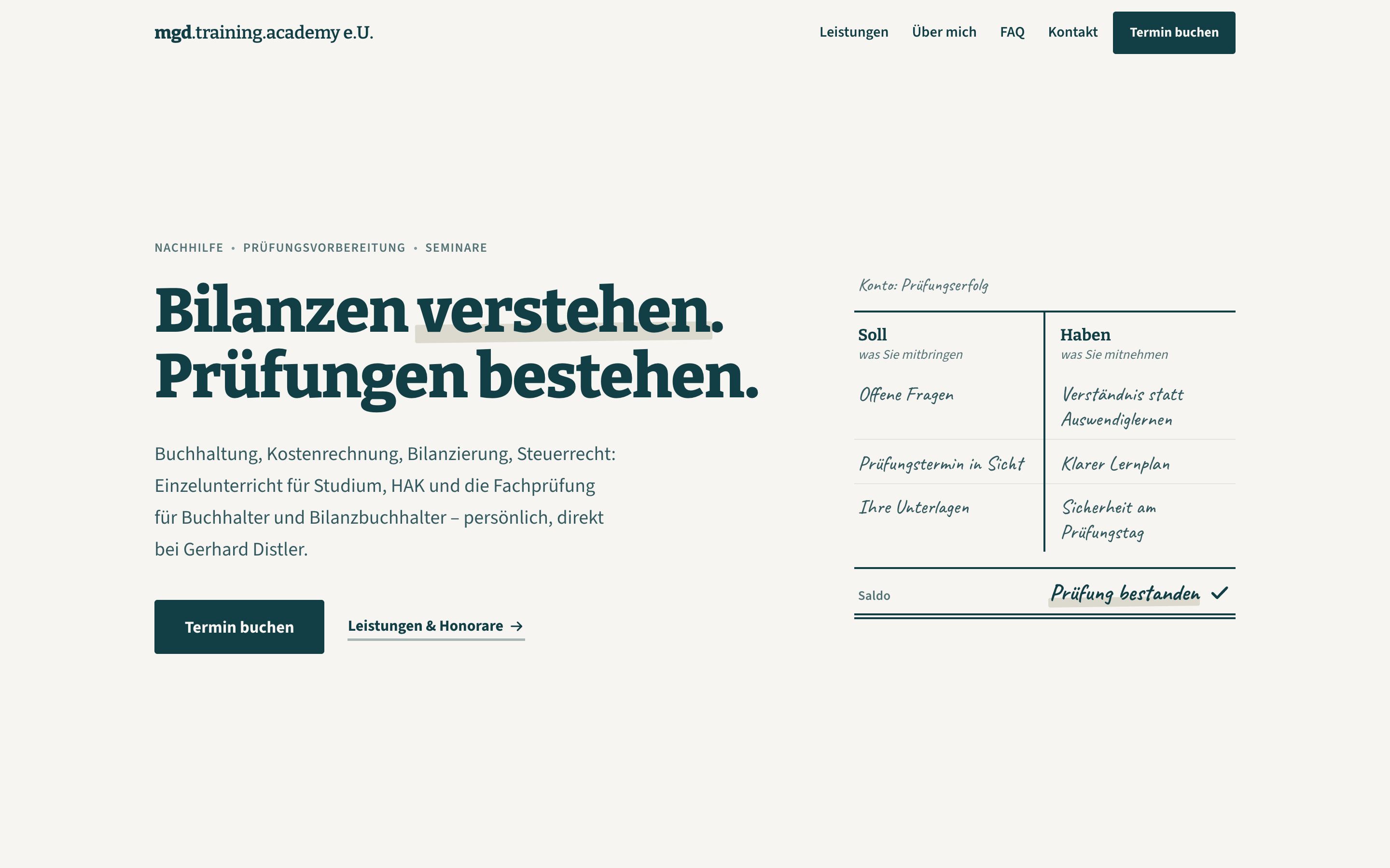 Startseite von mgd-ta.at auf Desktop und Handy